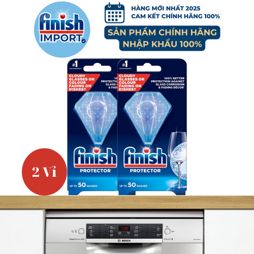 COMBO 2 Túi kẹp bảo vệ không bị mờ thủy tinh và làm bóng chén dĩa Finish – (Hỗ trợ bảo vệ chống ăn mòn kính, chống phai màu trên ly thủy tinh).